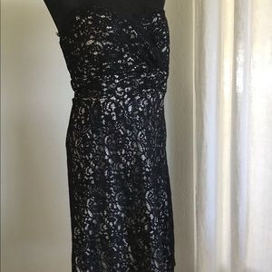 black lace strapless dress